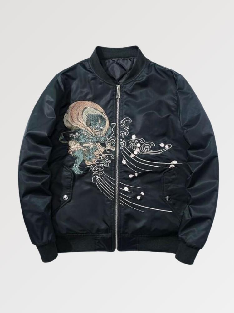 Bomber Motif Japonais Yokai Oniri polyester broderie japonaise streetwear Japanstreet