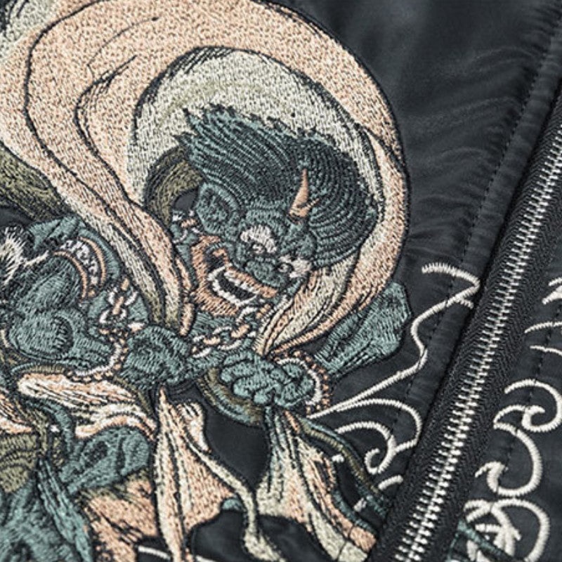 Bomber Motif Japonais Yokai Oniri polyester broderie japonaise streetwear Japanstreet
