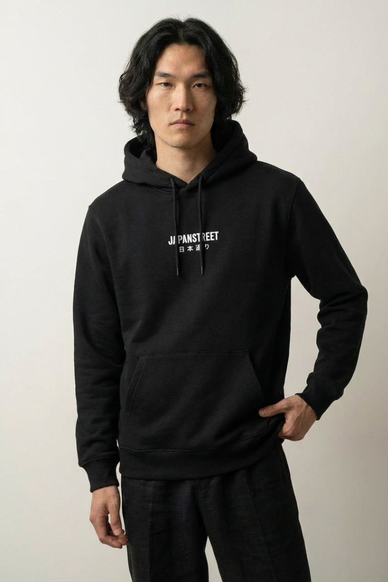 sweat chat japonais noir vue face streetwear japonais Japanstreet