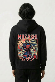 Sweat japonais homme noir, vue dos : samouraï légendaire devant une pagode, style ukiyo-e, streetwear japonais - Japanstreet
