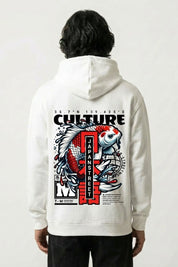 Sweat molleton japonais blanc, vue dos : carpe koï japanstreet edition, style streetwear japonais - Japanstreet