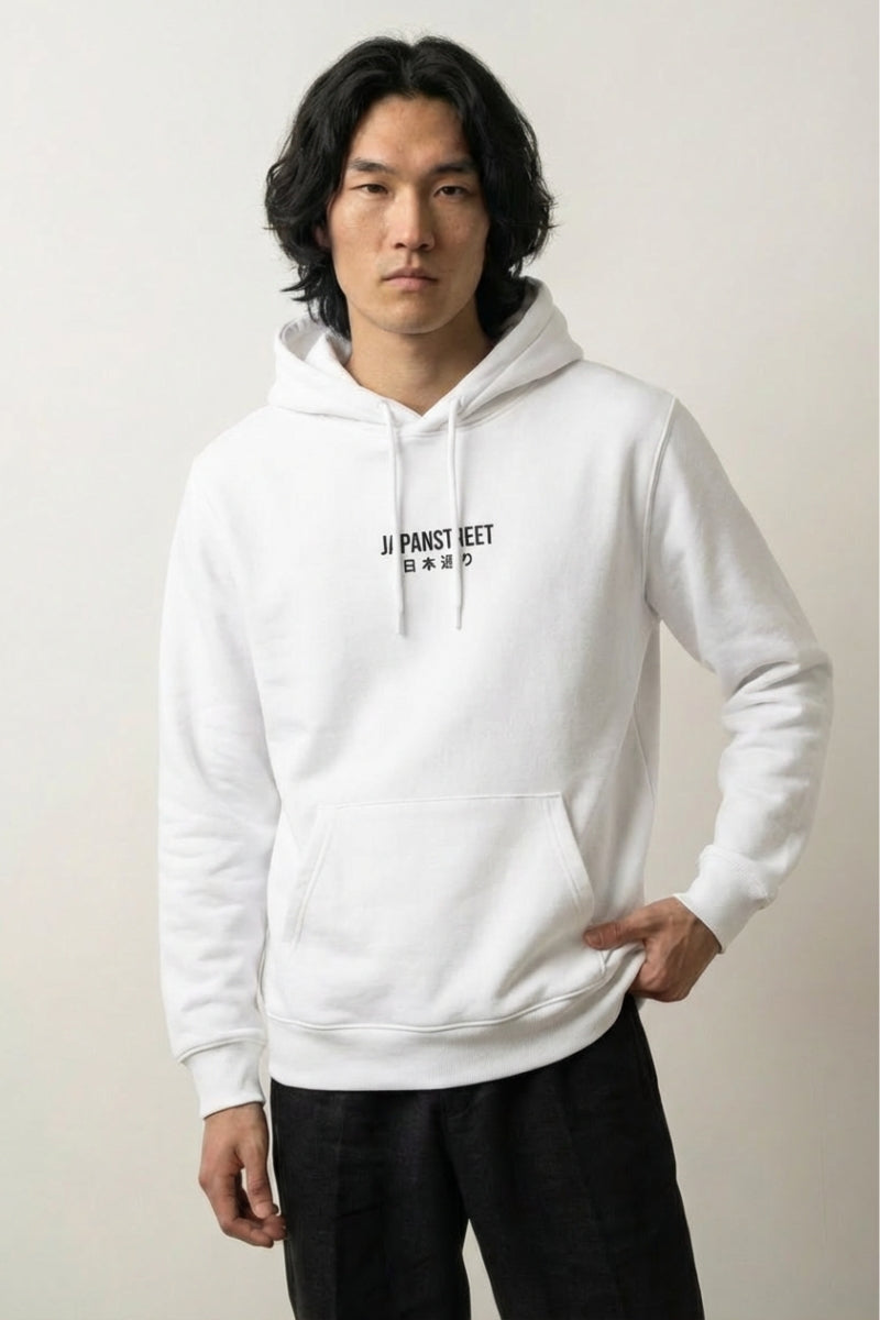 sweat molleton japonais blanc vue face streetwear japonais Japanstreet