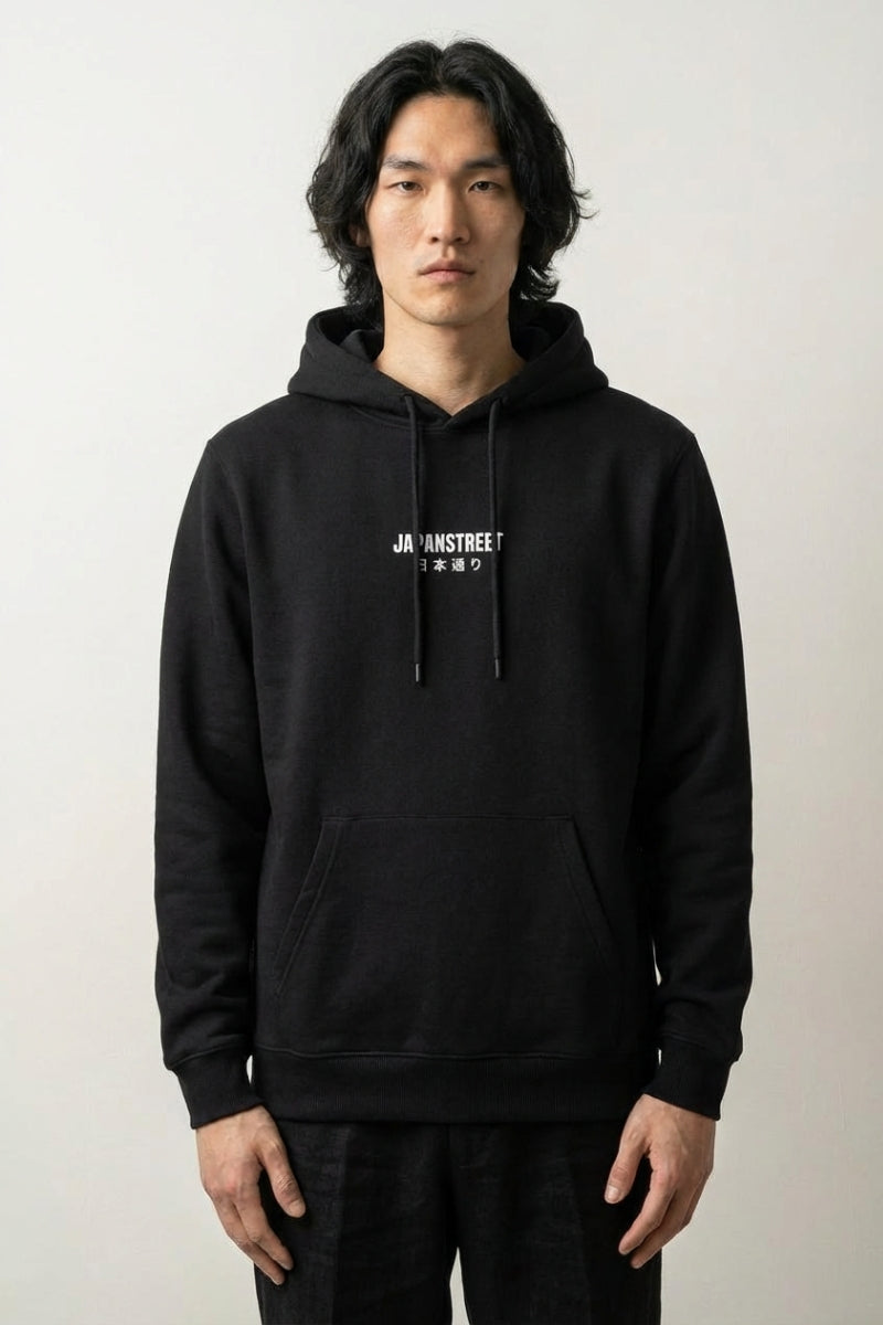 Sweat Oni noir vue de face logo japanstreet style minimaliste streetwear nippon Japanstreet
