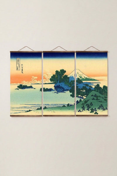 Tableau Triptyque Japonais 'Aka Machi'
