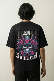 t-shirt samurai cyberpunk noir vue dos samourai squelette neon cerisier style streetwear japonais Japanstreet