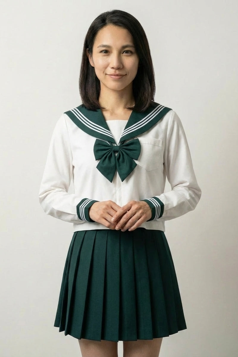 Uniforme Scolaire Japonais Vert 'Midori' — sailor fuku verdure col vert sapin