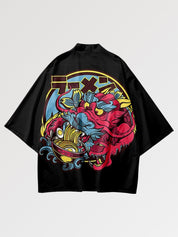 Veste haori Dragon x Ramen détail dragon coloré et nouilles ramen style pop japonais Japanstreet