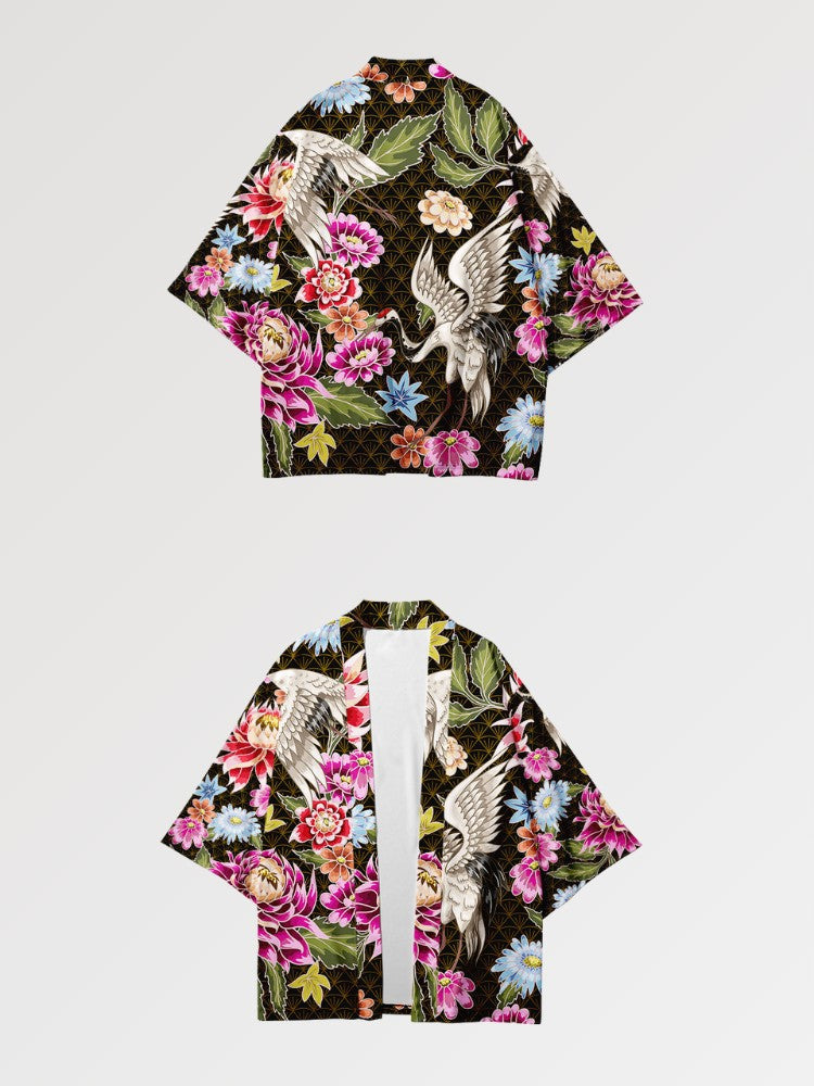 Veste haori femme japonaise Sakaide noir multicolore streetwear nippon Japanstreet