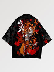 Veste haori Japan Taiga détail tigre rugissant motif érable automne japonais Japanstreet