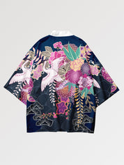 Veste haori Kanoya femme détail des broderies pivoines et glycine Japanstreet
