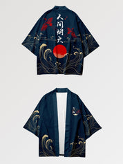 Veste haori Okinawa Édition japonaise bleu marine grues soleil levant Japanstreet