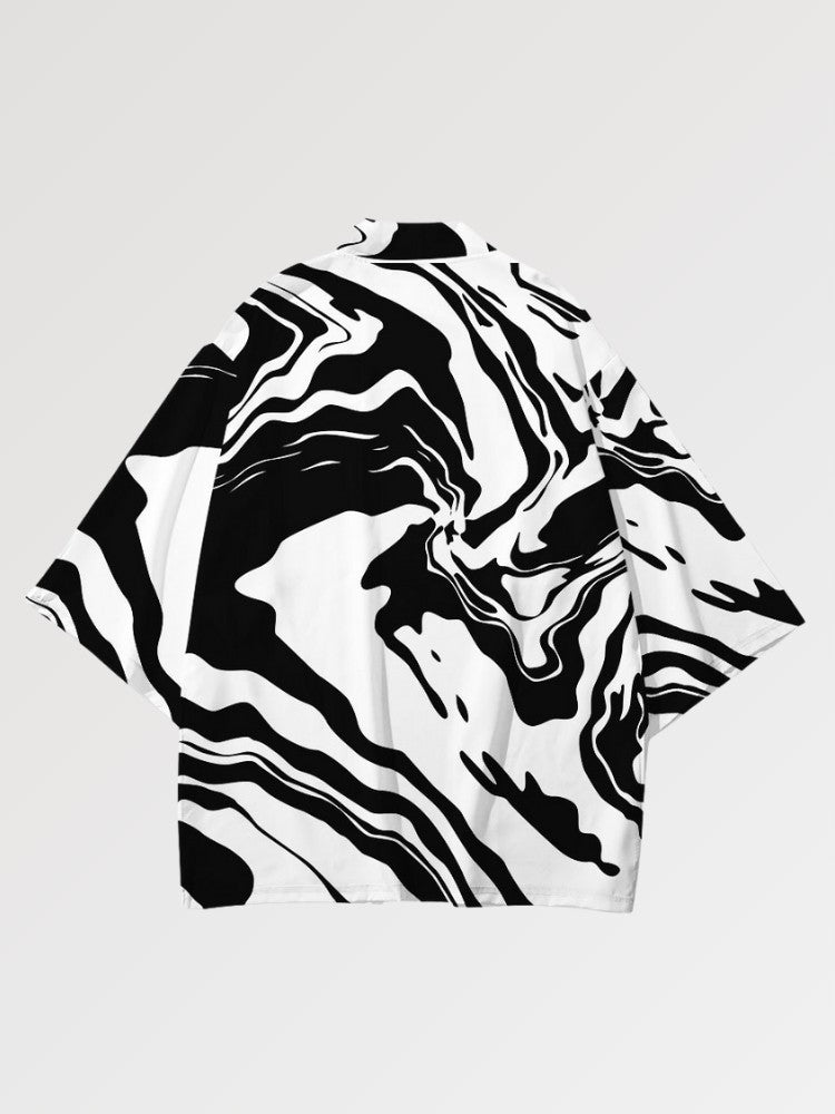 Veste haori Yuokara détail motif marbré contrasté graphique Japanstreet