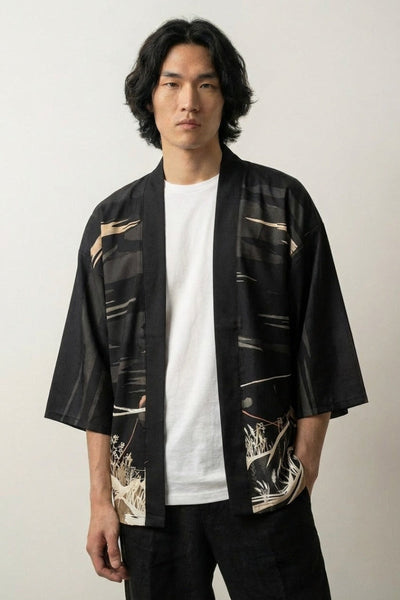 Veste Kimono Motif Torii 'Hikaru'