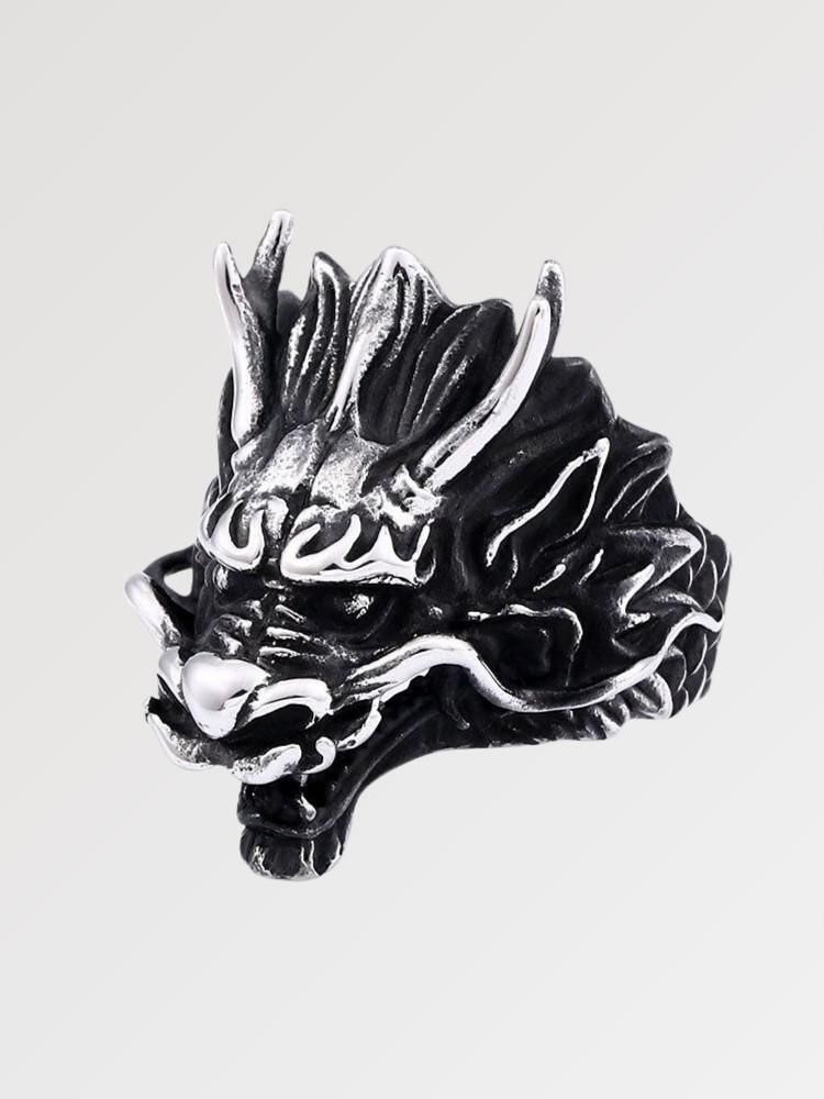 Bague japonaise dragon en acier — vue principale — Japanstreet