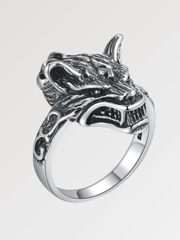 Bague japonaise loup en argent — finition argent — vue principale — Japanstreet