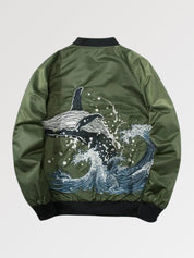 Bomber Japonais Rouge 'Wave x Whale'