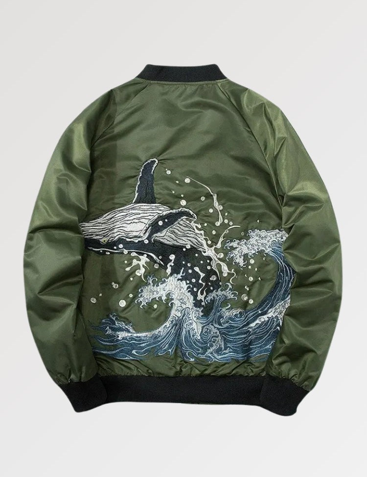 Bomber Japonais Rouge 'Wave x Whale'