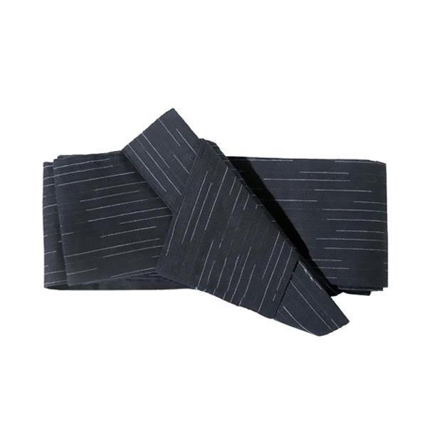 Ceinture obi homme marine aux tirets blancs irréguliers — vue de face nœud taiko — Japanstreet