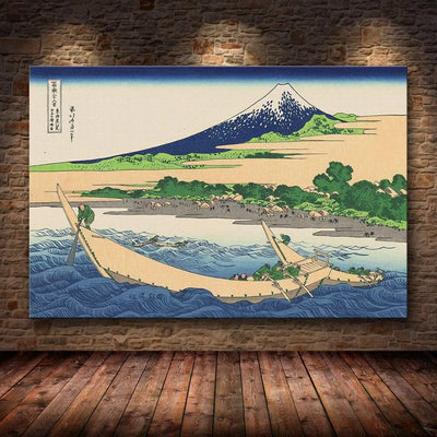 Cette estampe japonaise de l'artiste Hokusai est l'une des vues du mont Fuji