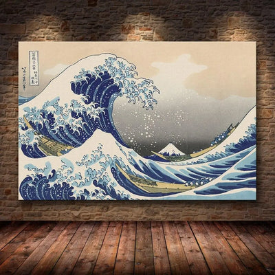 Estampe Japonaise de la grande vague de Kanagawa, chef d'œuvre d'Hokusai