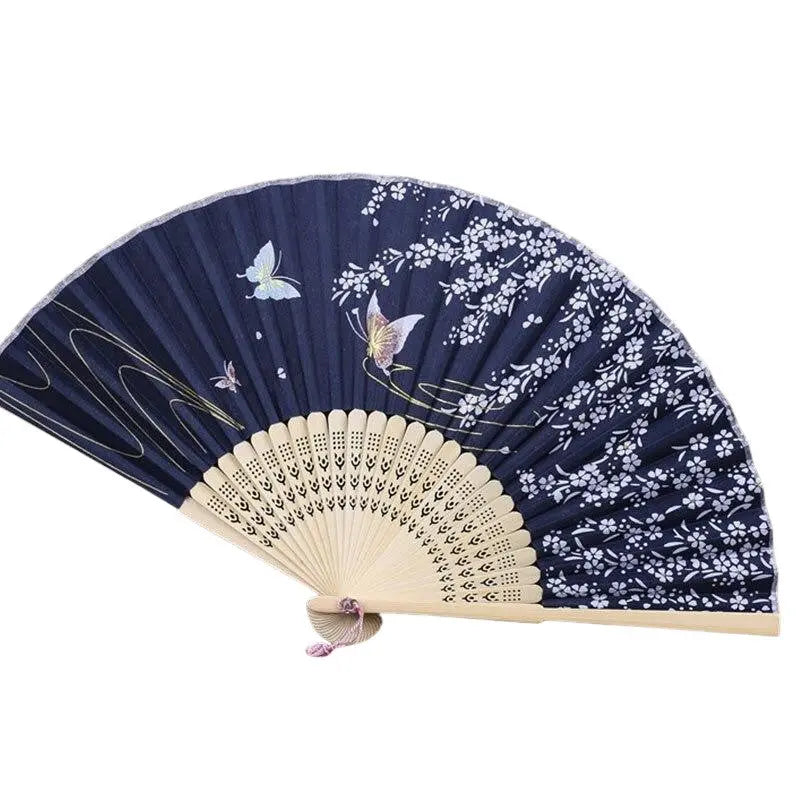 Éventail bois — structure bois et tissu — vue de profil ou détail — Japanstreet