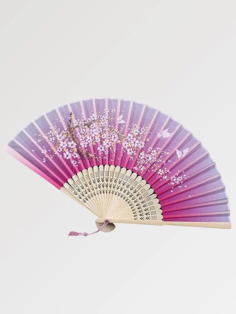 Éventail sensu fushia — teintes festives — vue principale déployée — Japanstreet