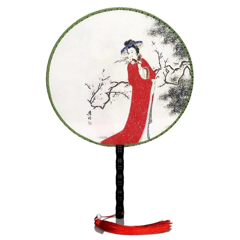 Éventail uchiwa rond maiko — portrait de maiko — vue de profil ou détail — Japanstreet