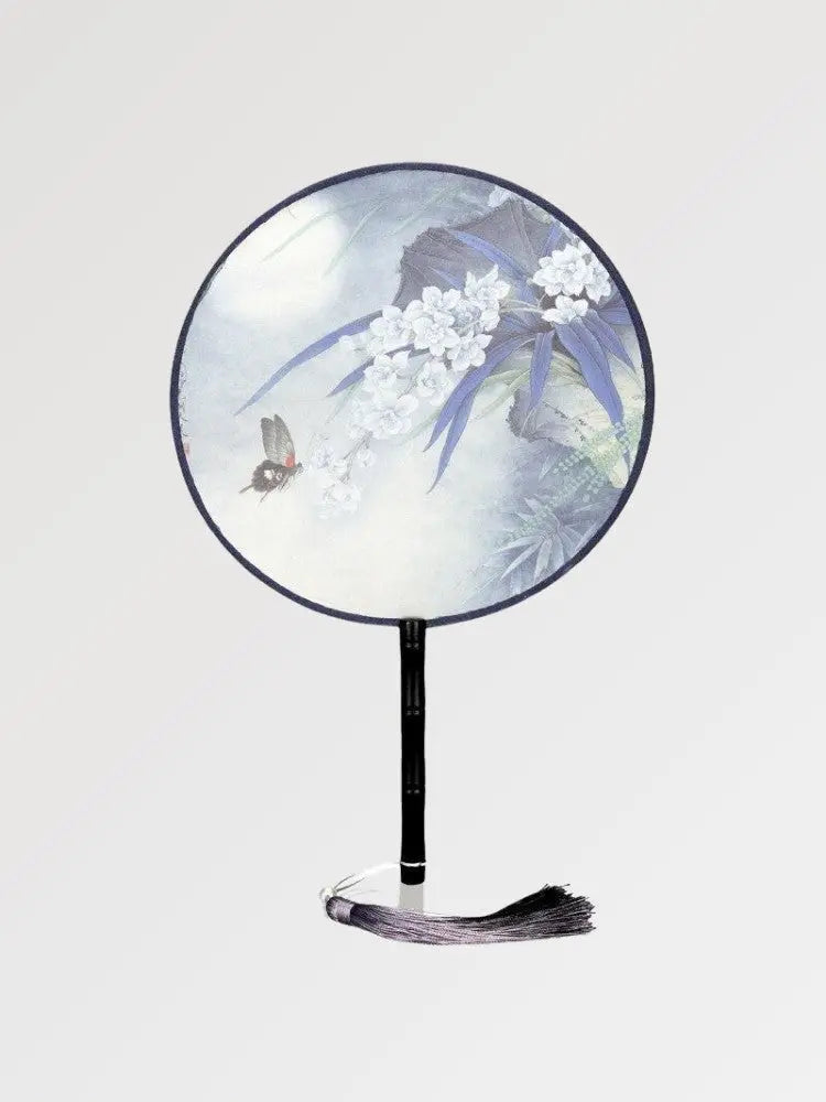 Éventail uchiwa rond — tons pastel — vue principale déployée — Japanstreet