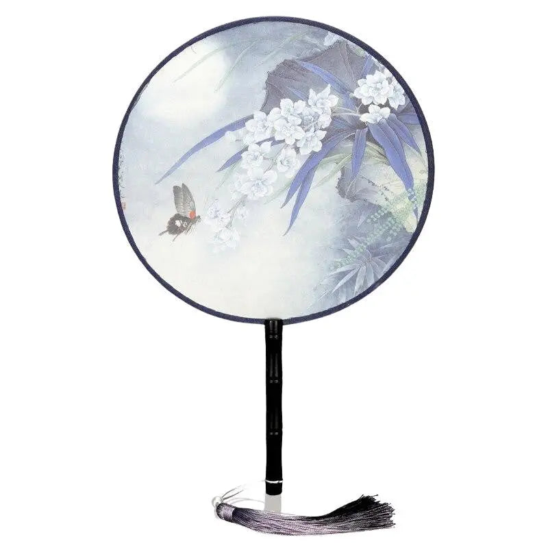 Éventail uchiwa rond — tons pastel — vue de profil ou détail — Japanstreet