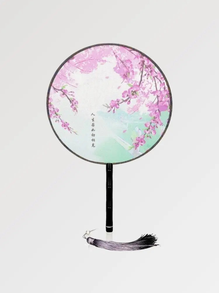 Éventail uchiwa rond sakura — fleurs de cerisier — vue principale déployée — Japanstreet
