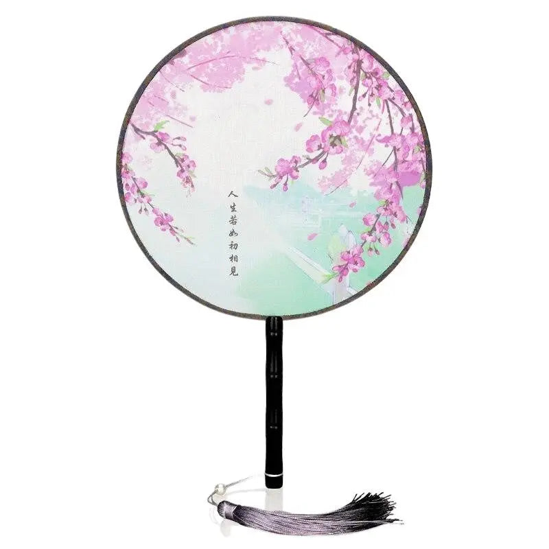 Éventail uchiwa rond sakura — fleurs de cerisier — vue de profil ou détail — Japanstreet