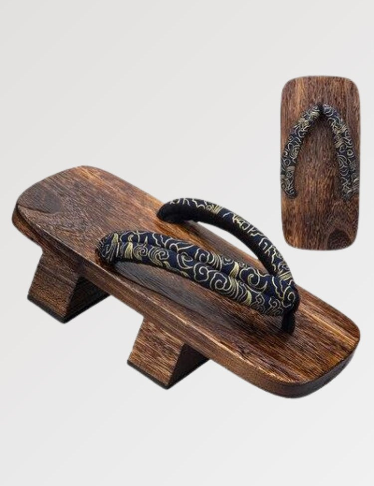 La Geta du Japon à la lanière tressée en coton et au motif baroque raffiné