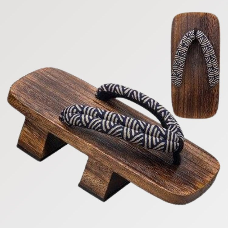 Geta japonaise mixte au motif Seigaiha imprimé sur la lanière