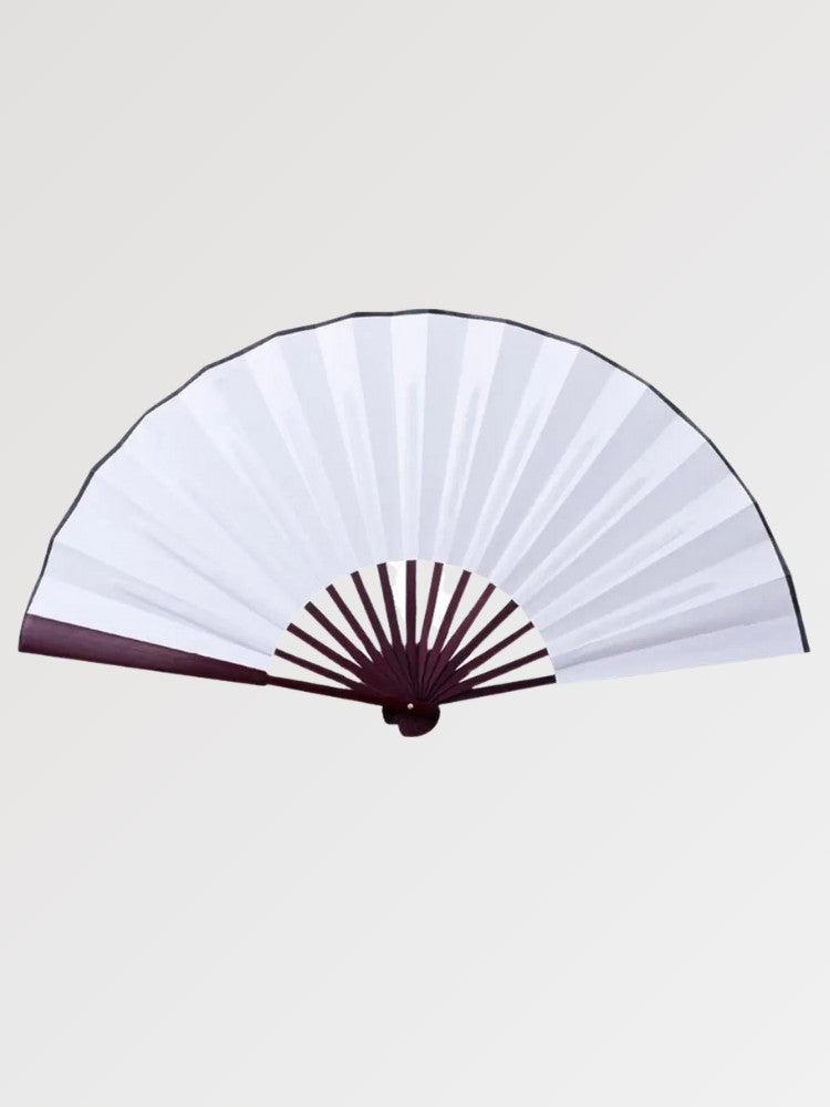 Grand éventail japonais sensu, format XL en bambou et tissu, coloris blanc — Japanstreet