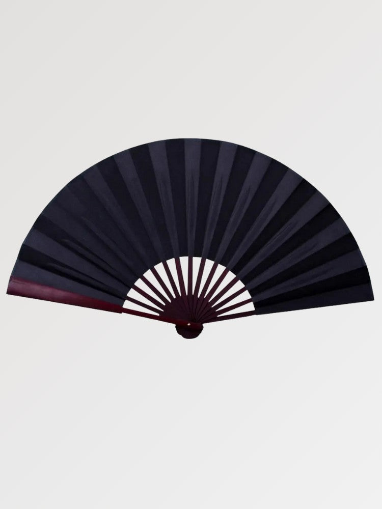 Grand éventail japonais sensu, format XL en bambou et tissu, coloris noir — Japanstreet
