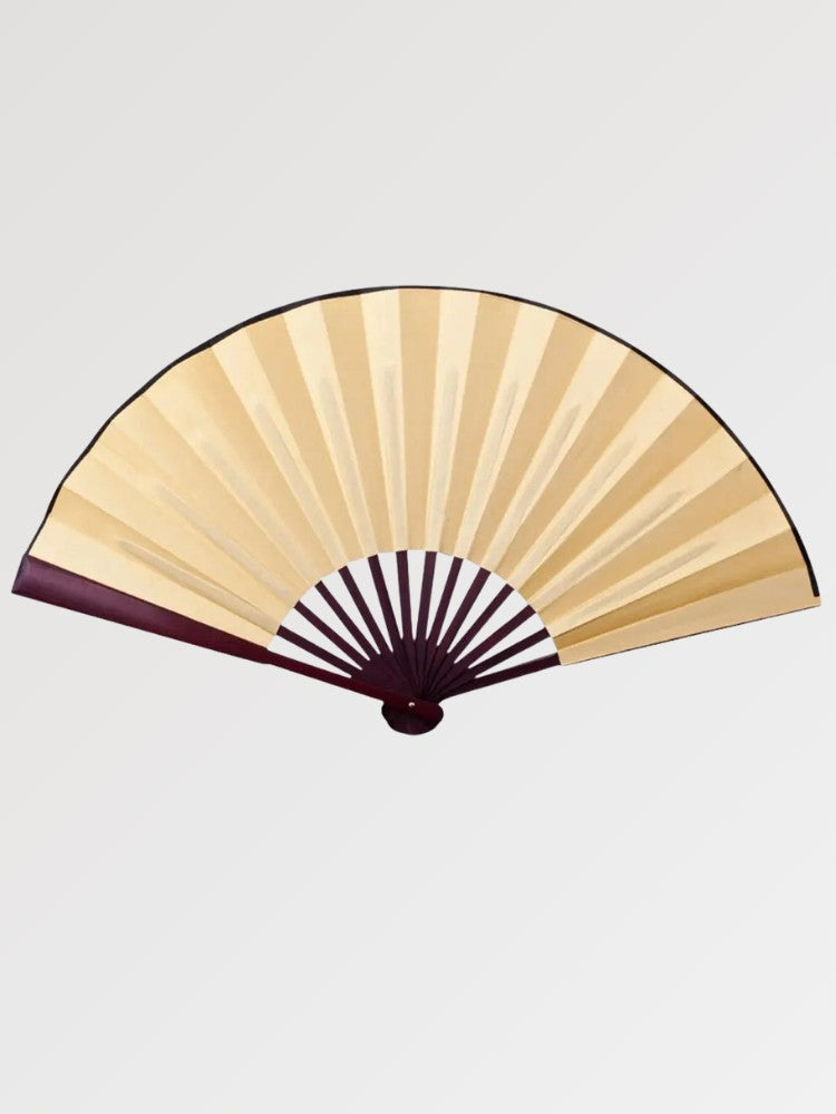 Grand éventail japonais sensu, format XL en bambou et tissu, coloris doré — Japanstreet