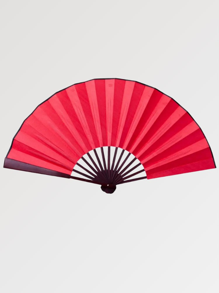 Grand éventail japonais sensu, format XL en bambou et tissu, coloris rouge — Japanstreet