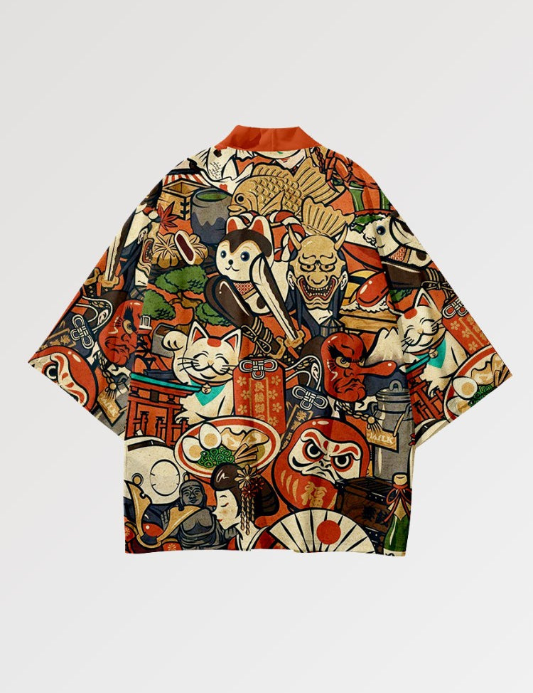 Haori au design très Anime représentant de multiples motifs japonais
