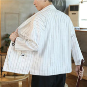 Kimono Cardigan Blanc à Rayure 'Takao'