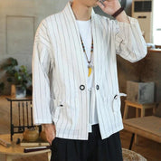 Kimono Cardigan Blanc à Rayure 'Takao'