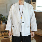 Kimono Cardigan Blanc à Rayure 'Takao'