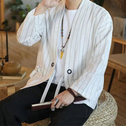 Kimono Cardigan Blanc à Rayure 'Takao'
