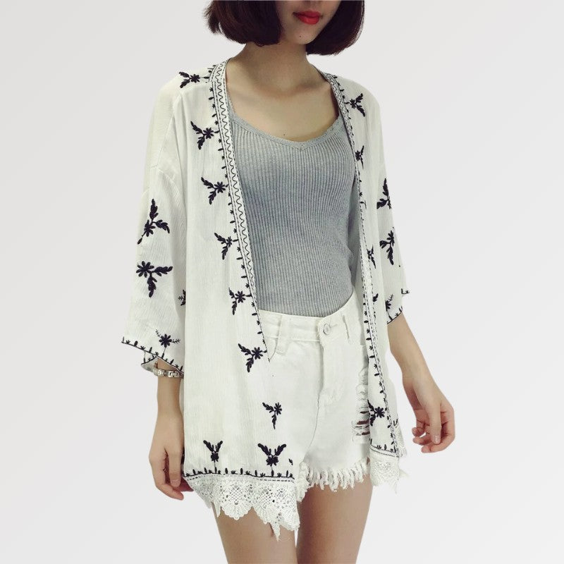 kimono court dentelle