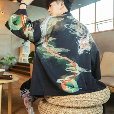 Kimono pour homme imprimé du Dragon Shen-Long