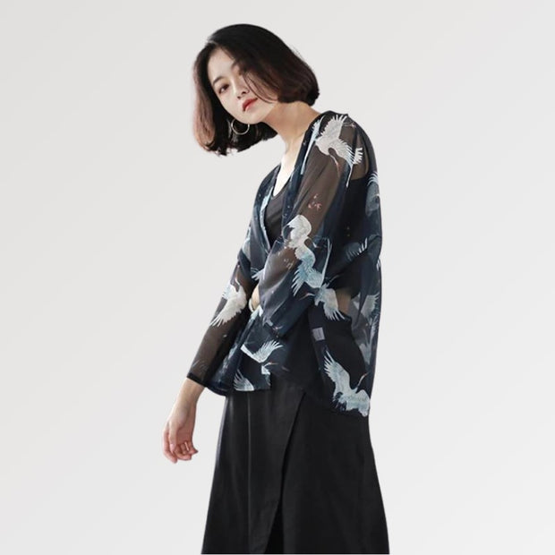 Kimono Femme Noir Transparent &