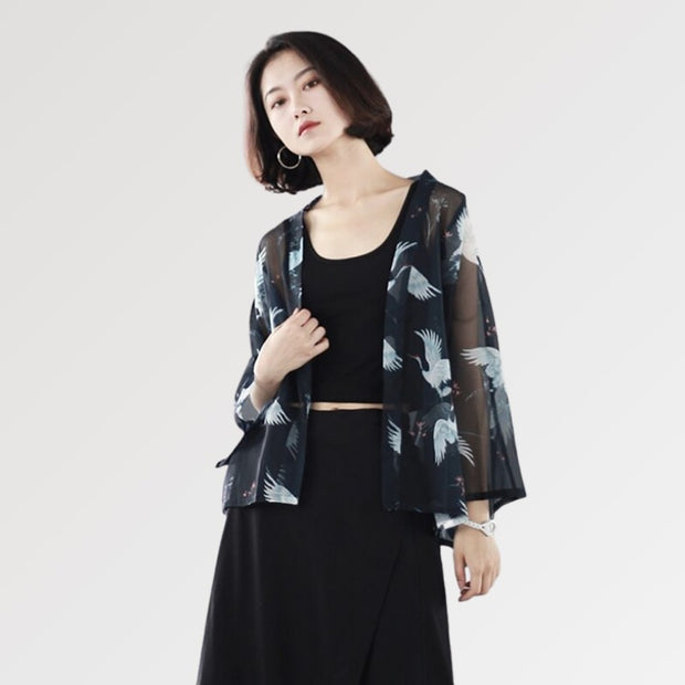 Kimono Femme Noir Transparent &