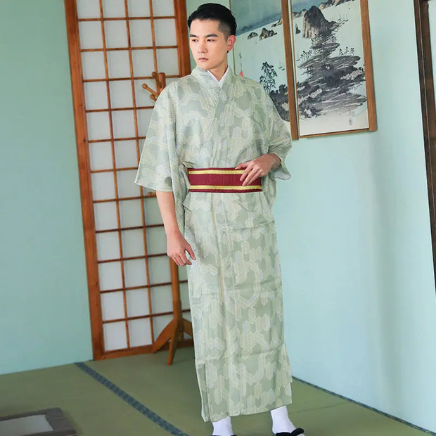 Kimono pour Homme Japonais dans un vert pomme classe et chic