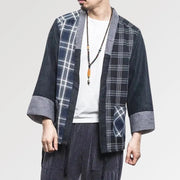 Le kimono streetwear à carreaux pour homme en coton résistant