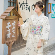 Kimono Japonais Femme Blanc 'Akiko'