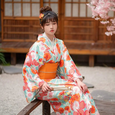 Kimono Japonais pour Femme de Qualité dans des couleurs agrumes